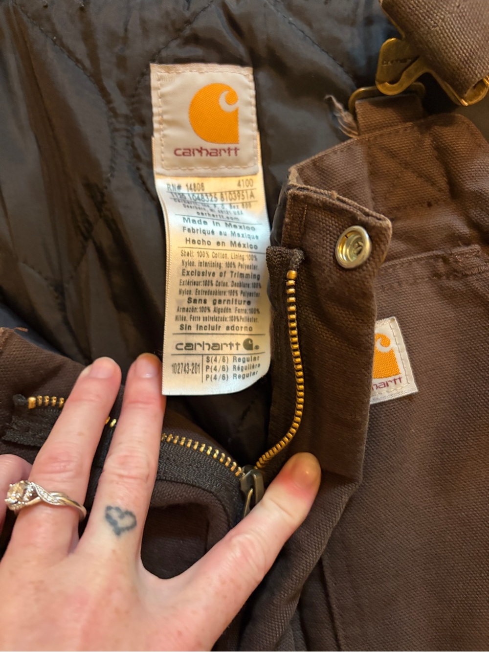 Women’s Carhartt Brown Bib Overalls - Heavy-Duty Workwear - Picture 3 of 5